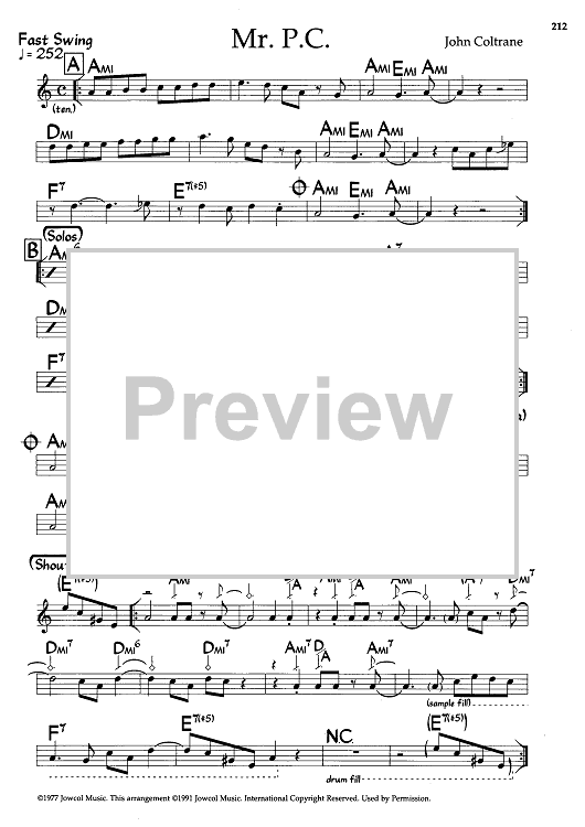 Buy Mr P C Eb Book Sheet Music By John Coltrane For Lead Sheet