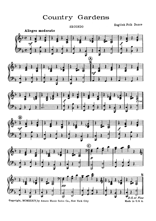 Buy Country Gardens Sheet Music For 1 Piano 4 Hands