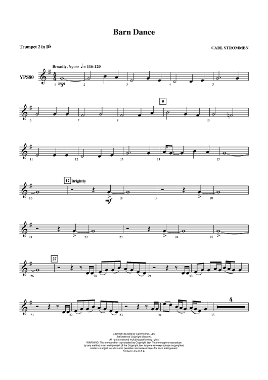Dance - Trumpet 2 in B-flat&quot; Sheet Music Young Band - Sheet Music Now