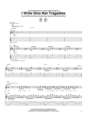 I Write Sins Not Tragedies Quot Sheet Music By Panic At The Disco For Guitar Tab Sheet Music Now - i write sins not tragedies roblox id