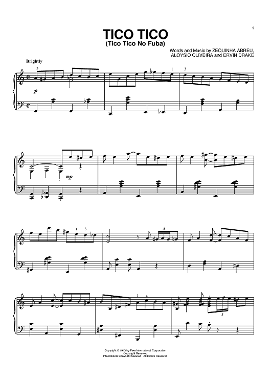 tico tico no fuba piano sheet music