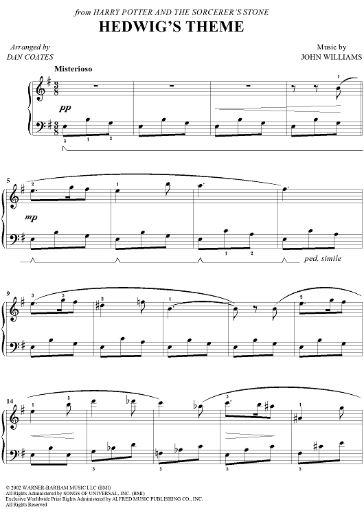 Hedwig's Theme" Sheet Music for Easy Piano - Sheet Music Now