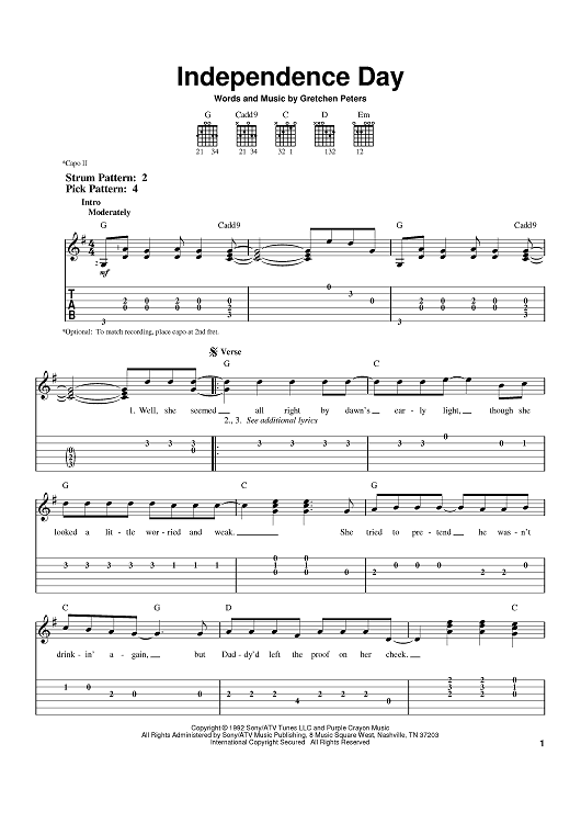 Independence Day Quot Sheet Music By Martina Mcbride For Easy Guitar Tab Sheet Music Now - martina mcbride independence day roblox id