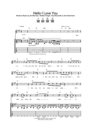 Buy Hello I Love You Sheet Music By The Doors For Guitar Tab