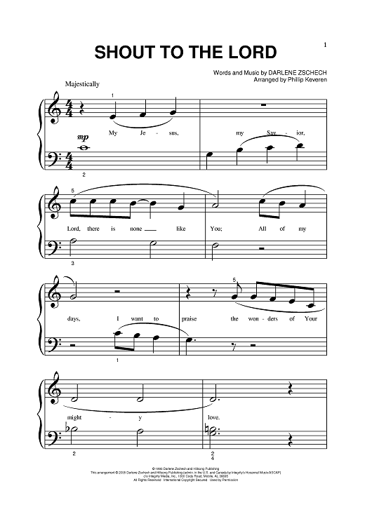 Buy "Shout To The Lord" Sheet Music by Darlene Zschech for Piano