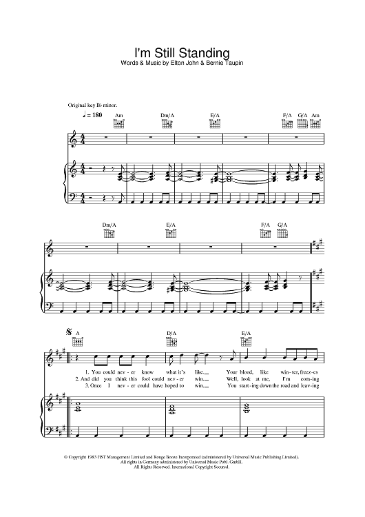 im still standing piano sheet