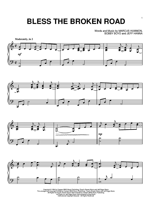 Buy "Bless The Broken Road" Sheet Music by Rascal Flatts for Piano