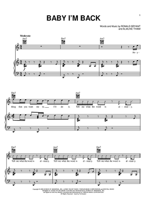 Baby I 39 M Back Quot Sheet Music By Akon Baby Bash For Piano Vocal Chords Sheet Music Now