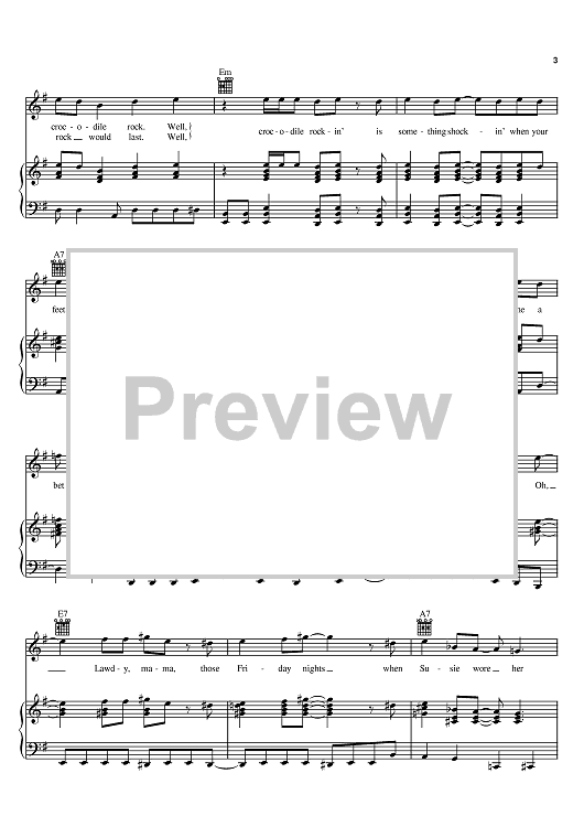 Buy "Crocodile Rock" Sheet Music by Elton John for Piano ...