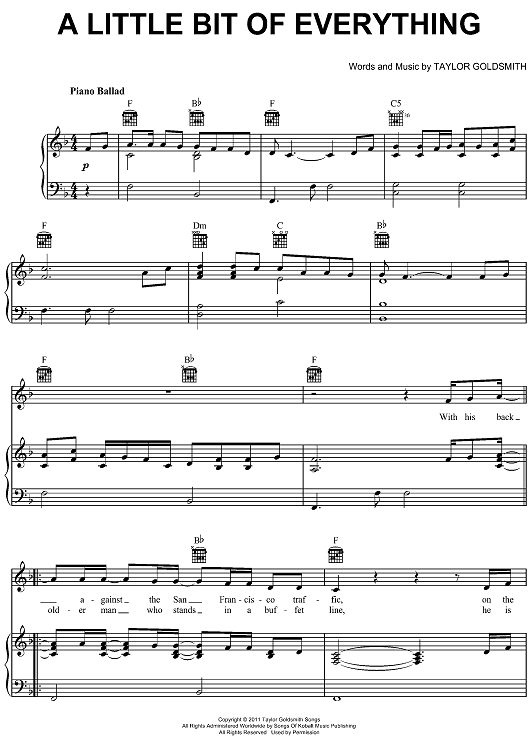 A Little Bit Of Everything Sheet Music By Dawes For Piano Vocal Chords Sheet Music Now