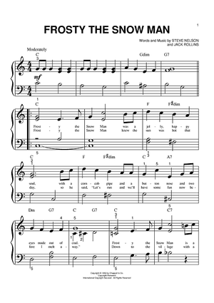 Frosty The Snow Man Quot Sheet Music By Steve Nelson For Big Note Piano Sheet Music Now - frosty the snowman song roblox id