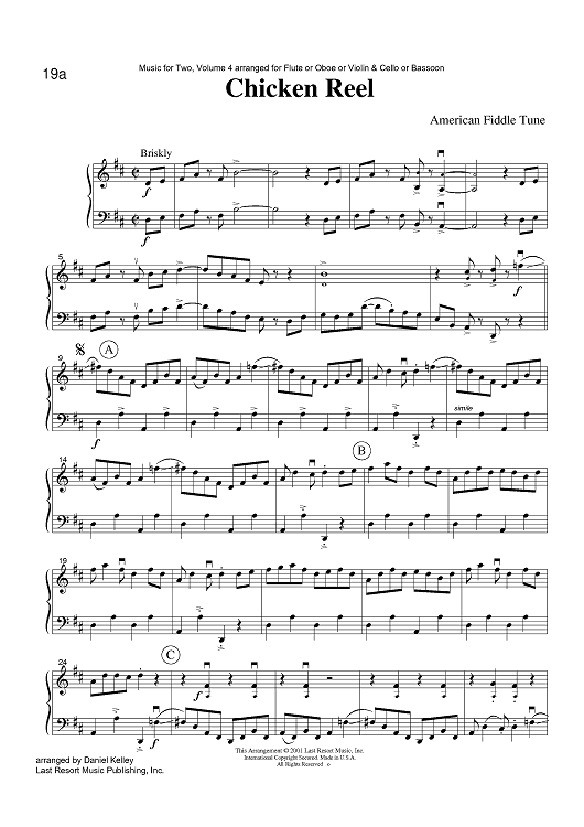 Chicken Reel Old Time Bluegrass Sheet Music Arrangement For Two Violins And  Cello Or Viola