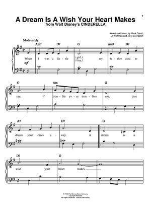 Buy A Dream Is A Wish Your Heart Makes Sheet Music By Linda Marie Ronstadt For Easy Piano