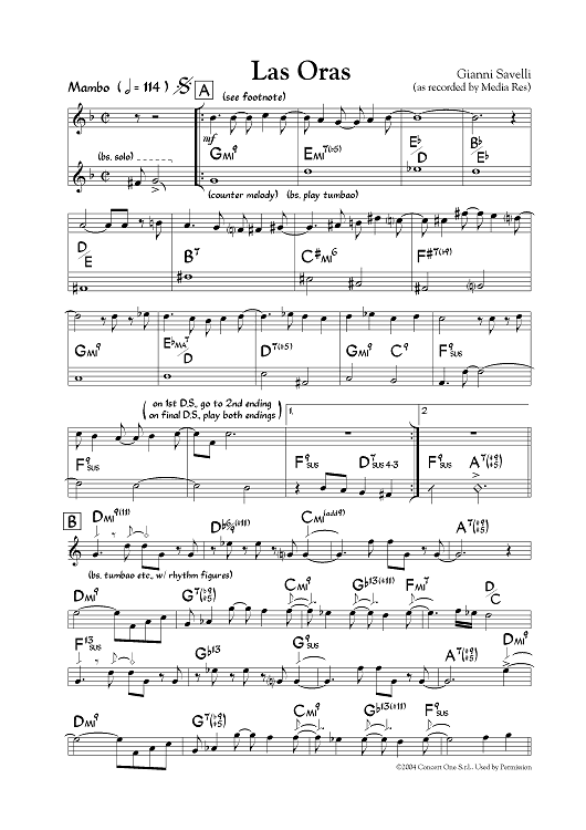 Buy Las Oras Sheet Music By Media Res For E Flat Instruments Lead Sheet