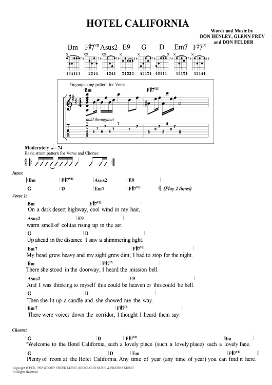 lirik lagu hotel california