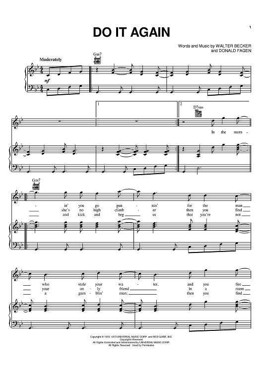 Do It Again Quot Sheet Music By Steely Dan For Piano Vocal Chords Sheet Music Now