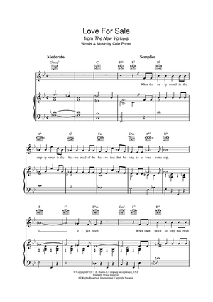 Buy Love For Sale Sheet Music By Cole Porter For Piano Vocal Chords