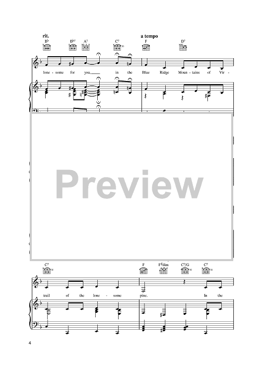 the trail of the lonesome pine two step sheet music