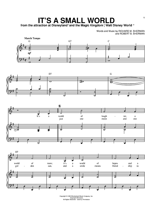 Buy It 39 S A Small World Sheet Music By Richard M Sherman Robert B Sherman For Piano Vocal
