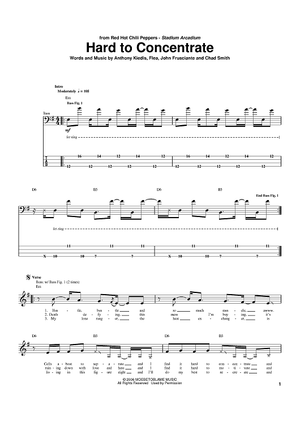Hard To Concentrate&quot; Sheet by Red Chili Peppers for Bass Tab - Sheet Music Now