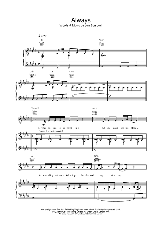 always bon jovi chords