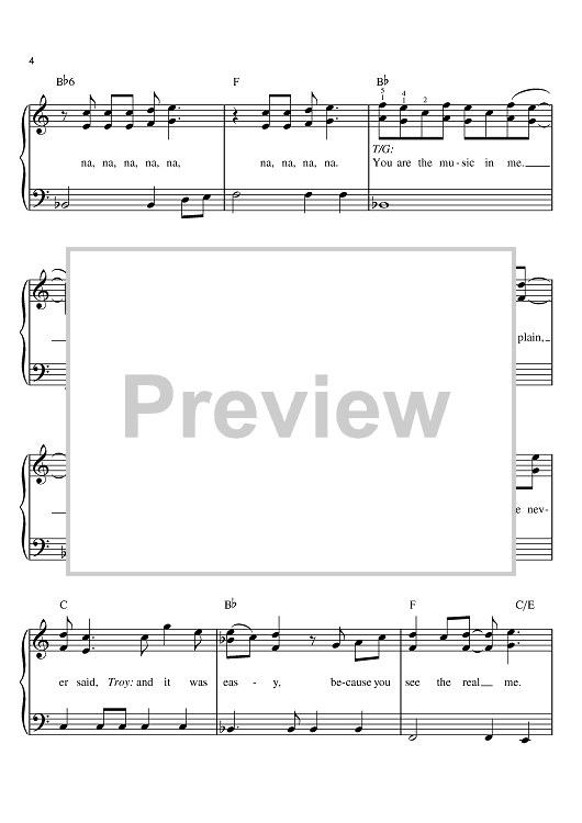 Buy You Are The Music In Me Sheet Music For Easy Piano