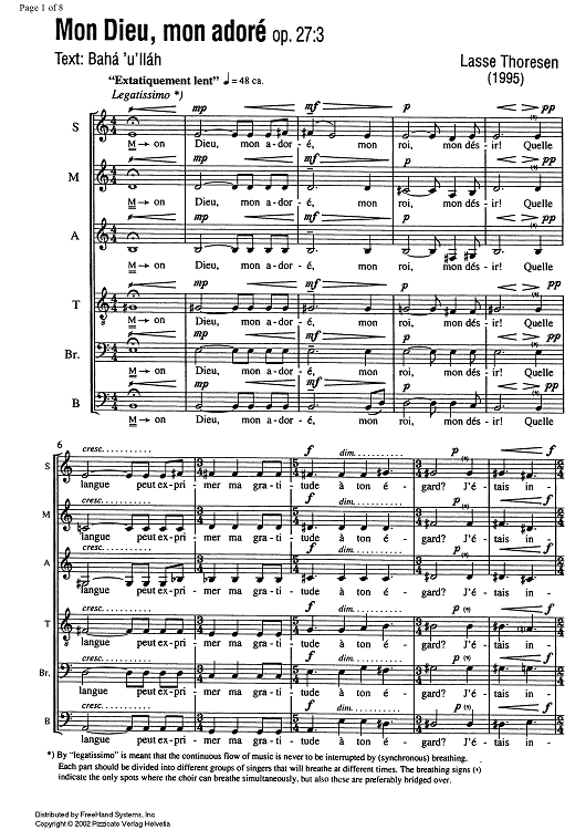 Mon Dieu Mon Adore Op 27 No 3 Score Quot Sheet Music For Smatbarb Choir Sheet Music Now