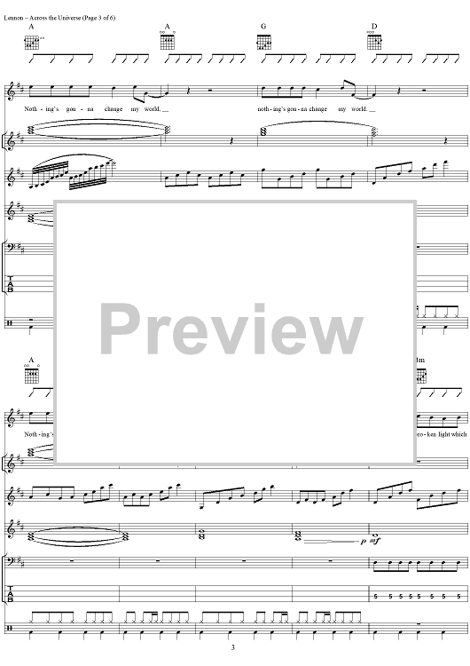 across the universe chords