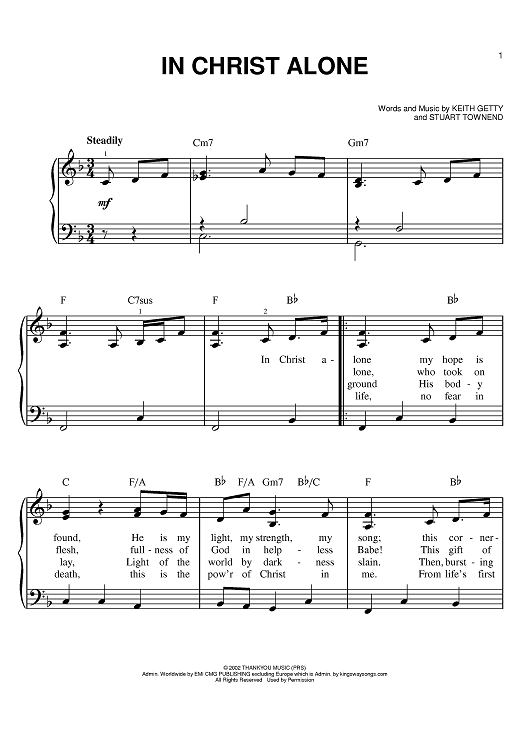 in christ alone chords piano