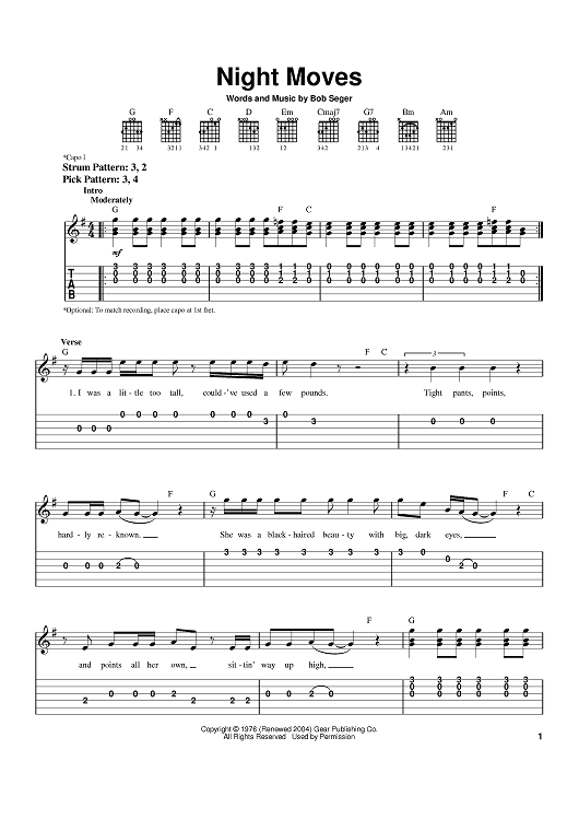 guitar tabs for night moves