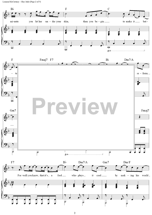 hey jude f major chords piano