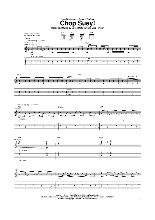 system of a down chop suey bass tab