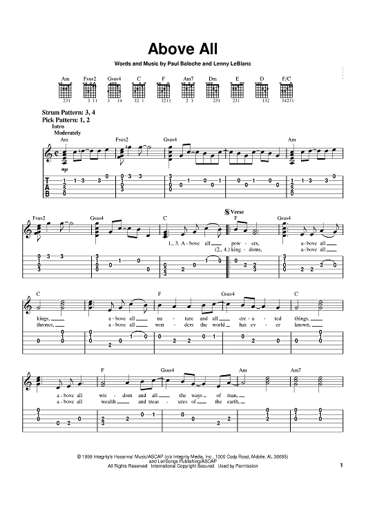 above all chords pdf