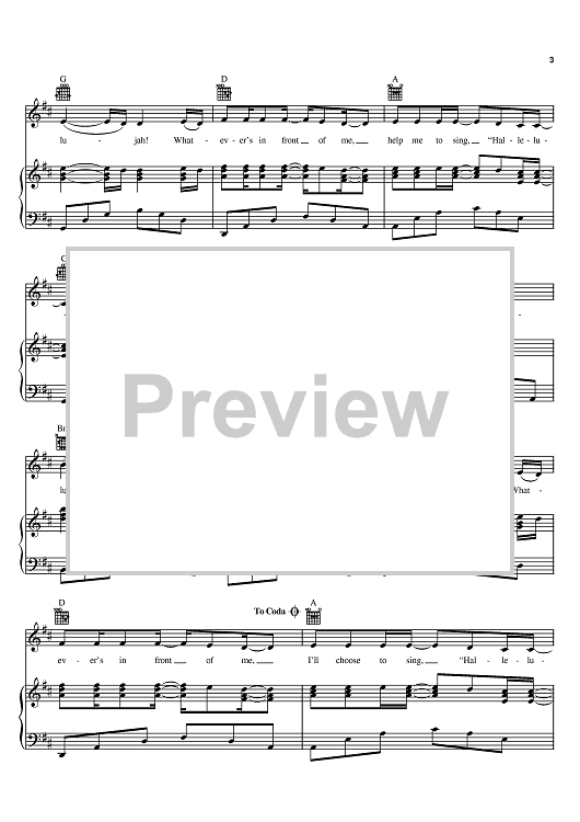 Hallelujah" Sheet Music by Bethany Dillon for Piano/Vocal/Chords