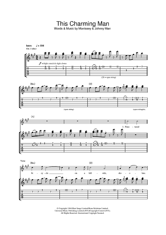 Buy This Charming Man Sheet Music By The Smiths For Guitar Tab