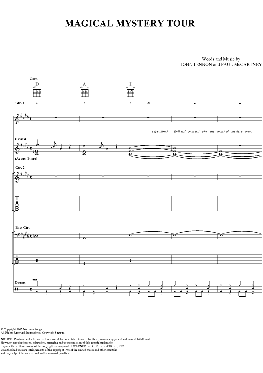 magical mystery tour chords album