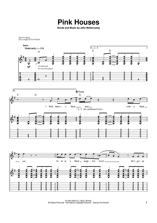 pink houses guitar chords