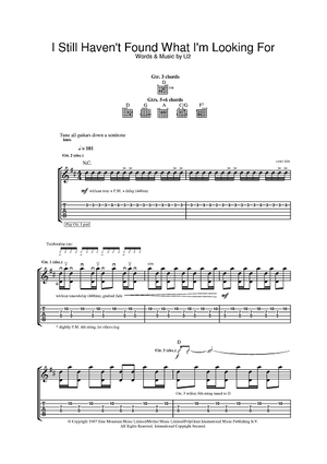 Buy I Still Haven 39 T Found What I 39 M Looking For Sheet Music By U2 For Guitar Tab