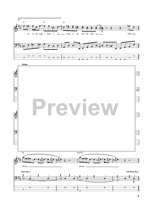 stuck in the middle with you bass tab