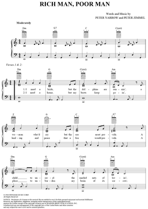 Rich Man Poor Man Quot Sheet Music By Peter Paul And Mary For Piano Vocal Chords Sheet Music Now