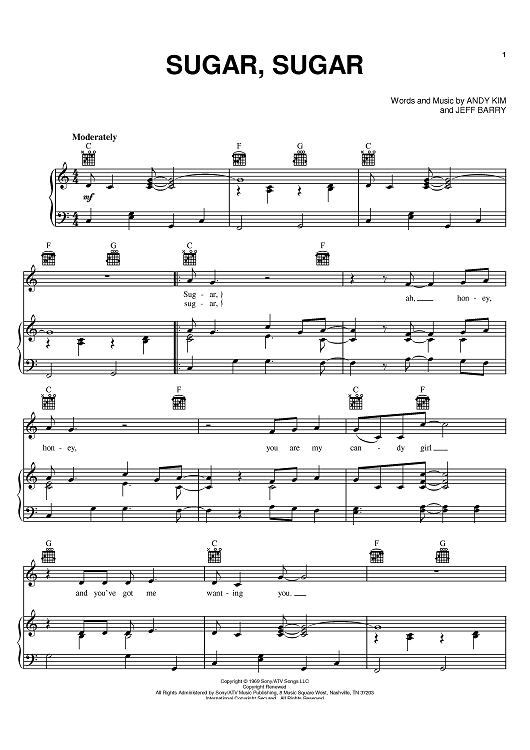 sugar sugar archies satb sheet music