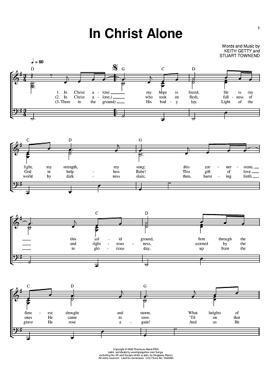 in christ alone chord piano