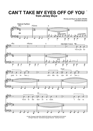 Can 39 T Take My Eyes Off Of You Quot Sheet Music By Frankie Valli The Four Seasons For Piano Vocal Chords Sheet Music Now