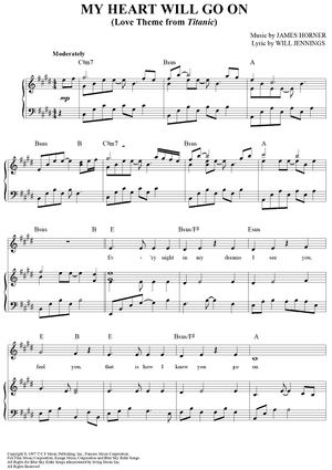 My Heart Will Go On (Love Theme from "Titanic")" Sheet Music  by Celine Dion for Piano/Vocal/Chords - Sheet Music Now