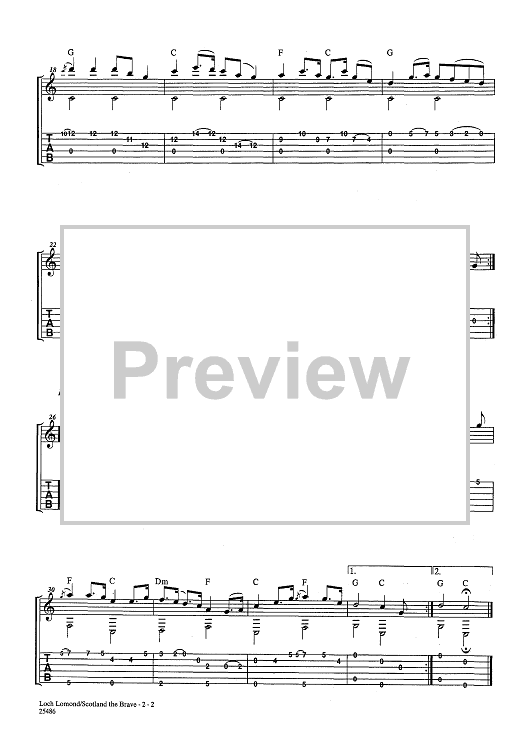 scotland the brave guitar tab