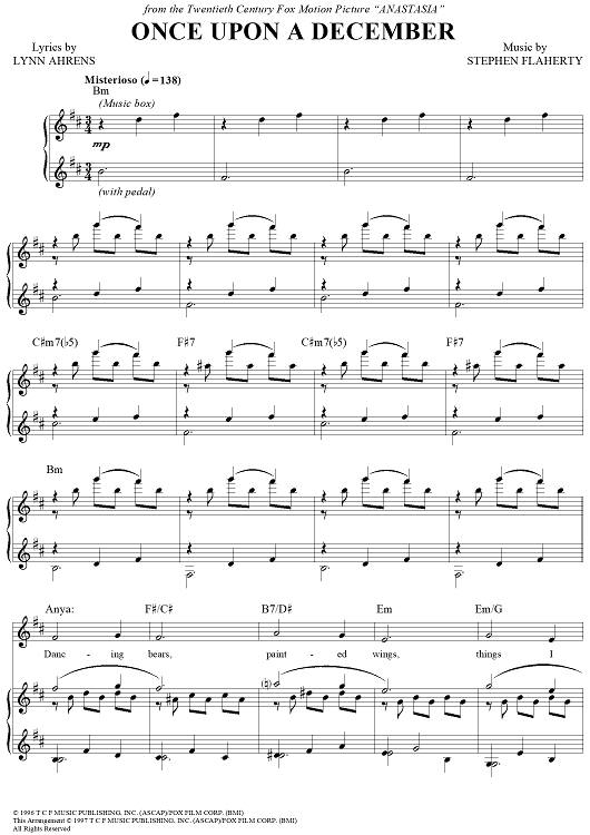 anastasia once upon a december sheet music movie