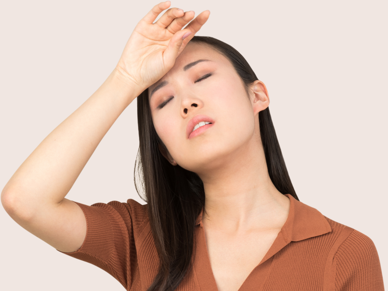 Asian woman feeling exhausted