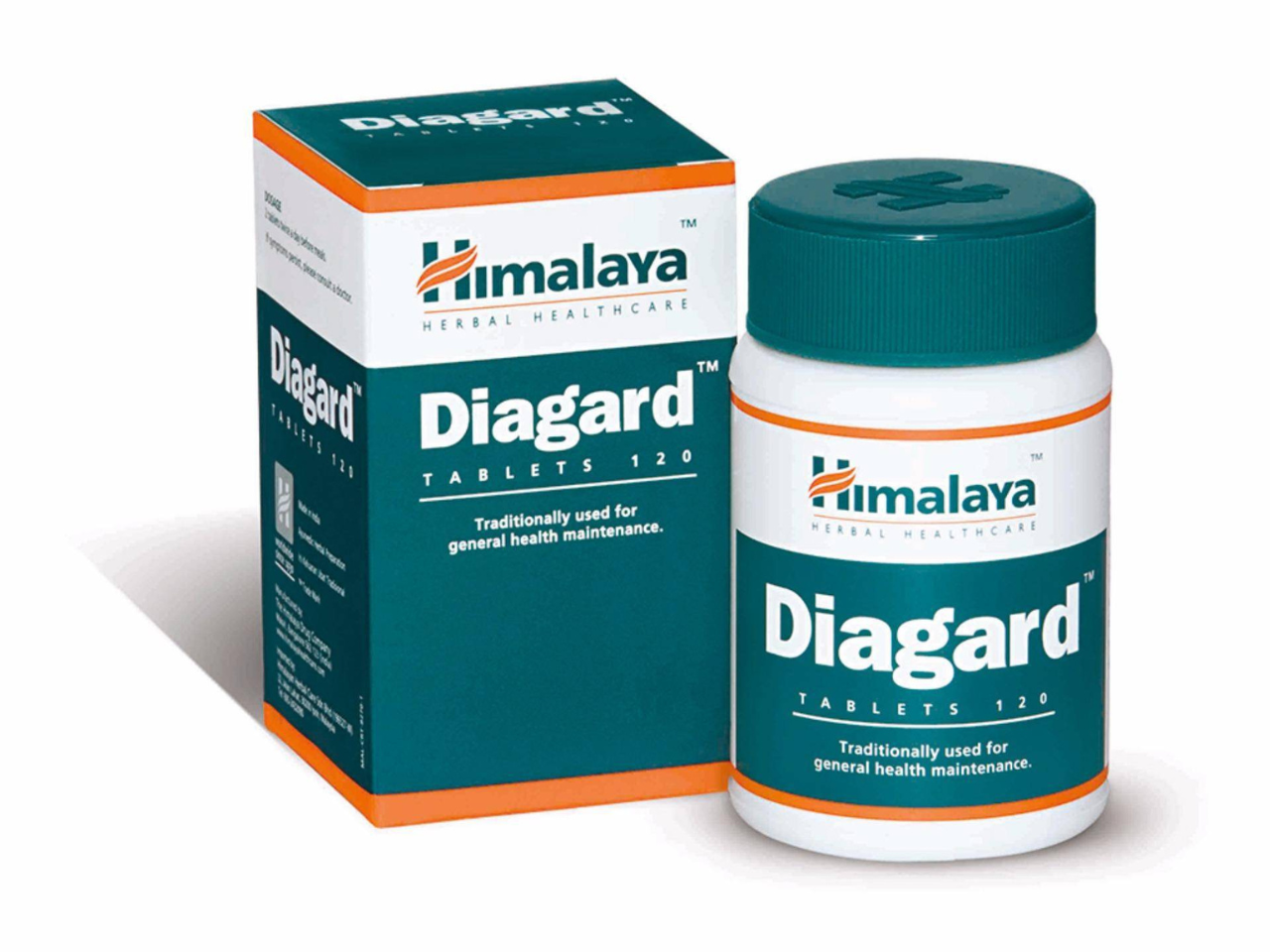 HIMALAYA Diagard, herbal supplement to combat diabetes, available at SM Health Care Sdn Bhd. Product placed against white background.