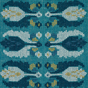 Schumacher Sandor Stripe Embroidery Fabric 79832 / Peacock
