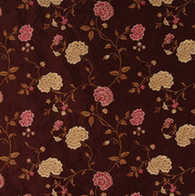 Load image into Gallery viewer, Embroidered Silk Floral Drapery Fabric / Chocolate / U222